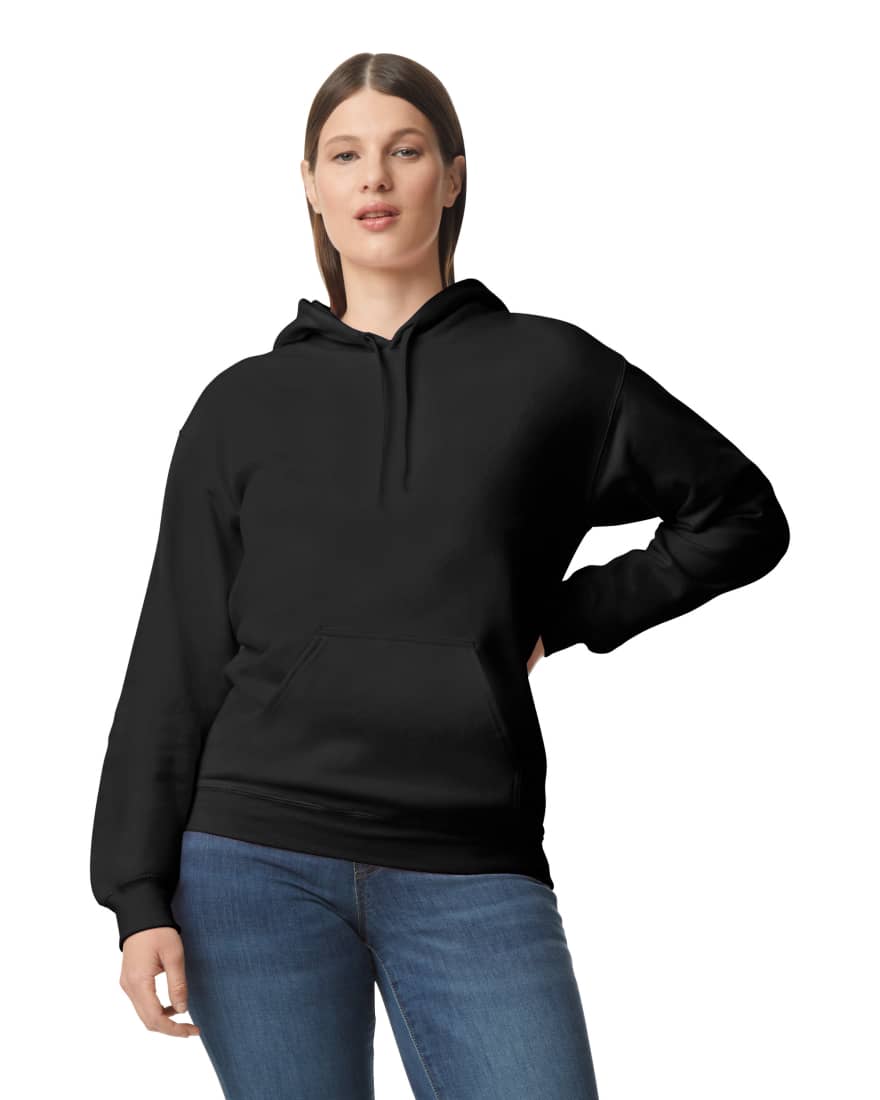 Schwarzer Gildan Softstyle Hoodie, unbedruckt